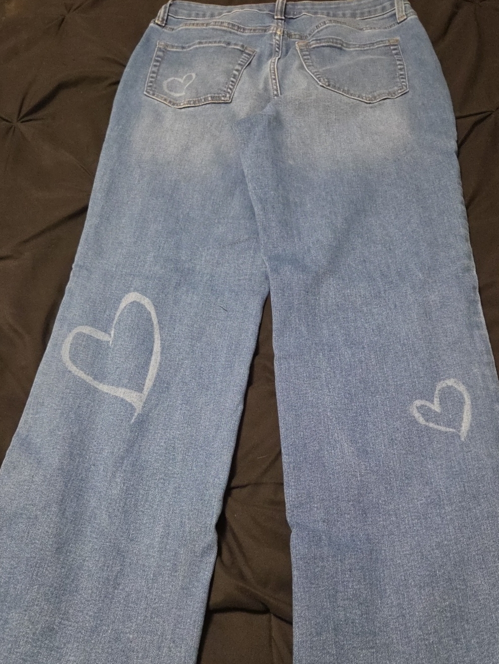 Maurices Light Blue Wide Leg Jeans with Heart Accents